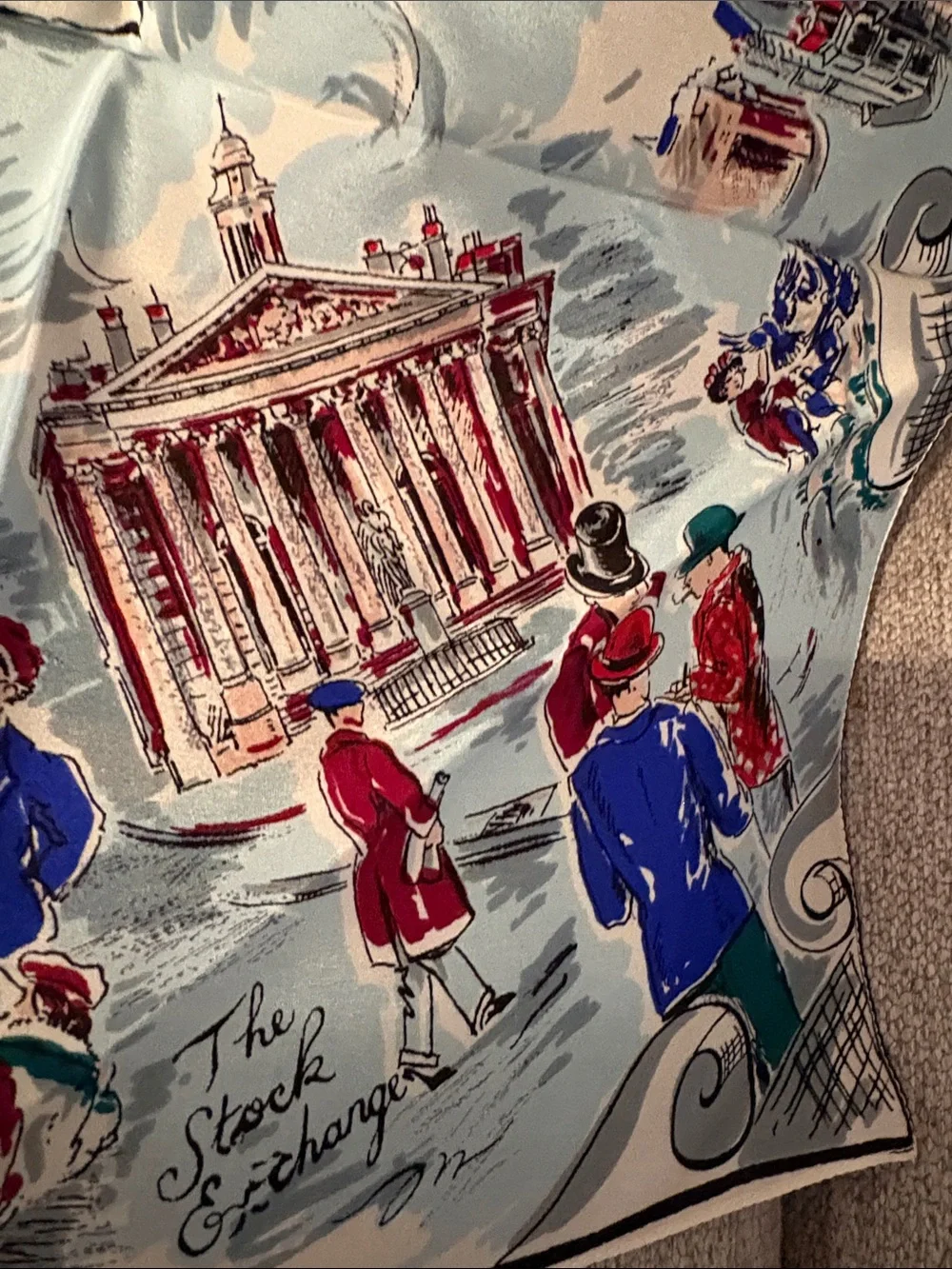 Silk scarf English souvenir by Gallahers of Macclesfield